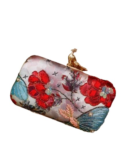 Designer Printed Embroidery Clutch With Designer Knob.