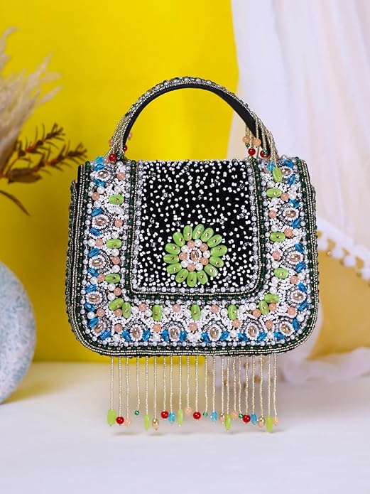 Designer mini embellished MDF flap Clutch Size 7.5 x 6 inches
