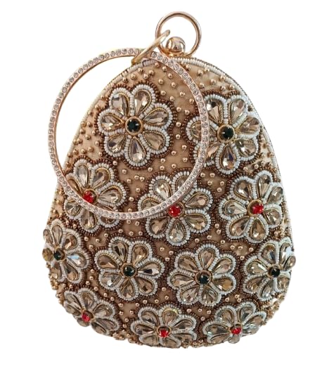 Heavy Designer Almond Shape Clutch Handbags Party Bridal Clutch.