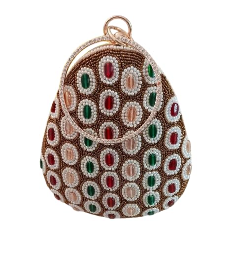 Heavy Designer Almond Shape Clutch Handbags Party Bridal Clutch.