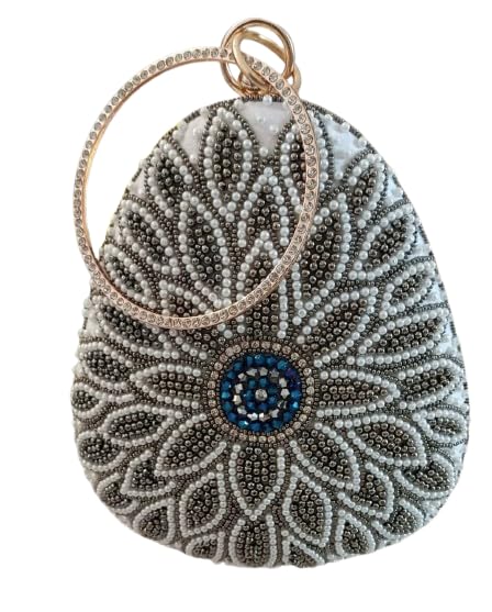 Heavy Designer Almond Shape Clutch Handbags Party Bridal Clutch.