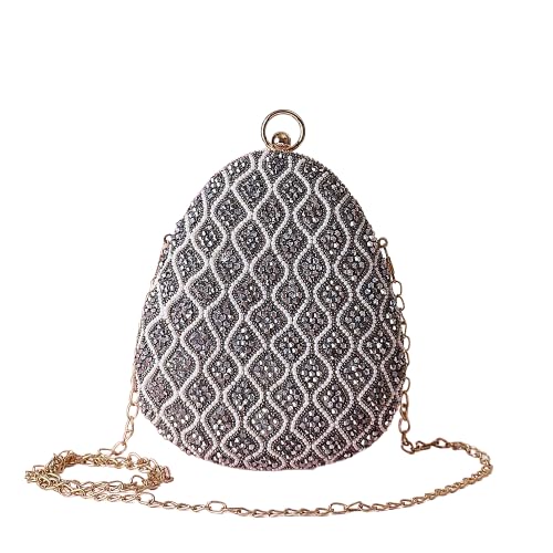 Heavy Designer Almond Shape Clutch Handbags Party Bridal Clutch.
