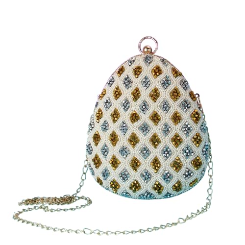 Heavy Designer Almond Shape Clutch Handbags Party Bridal Clutch.